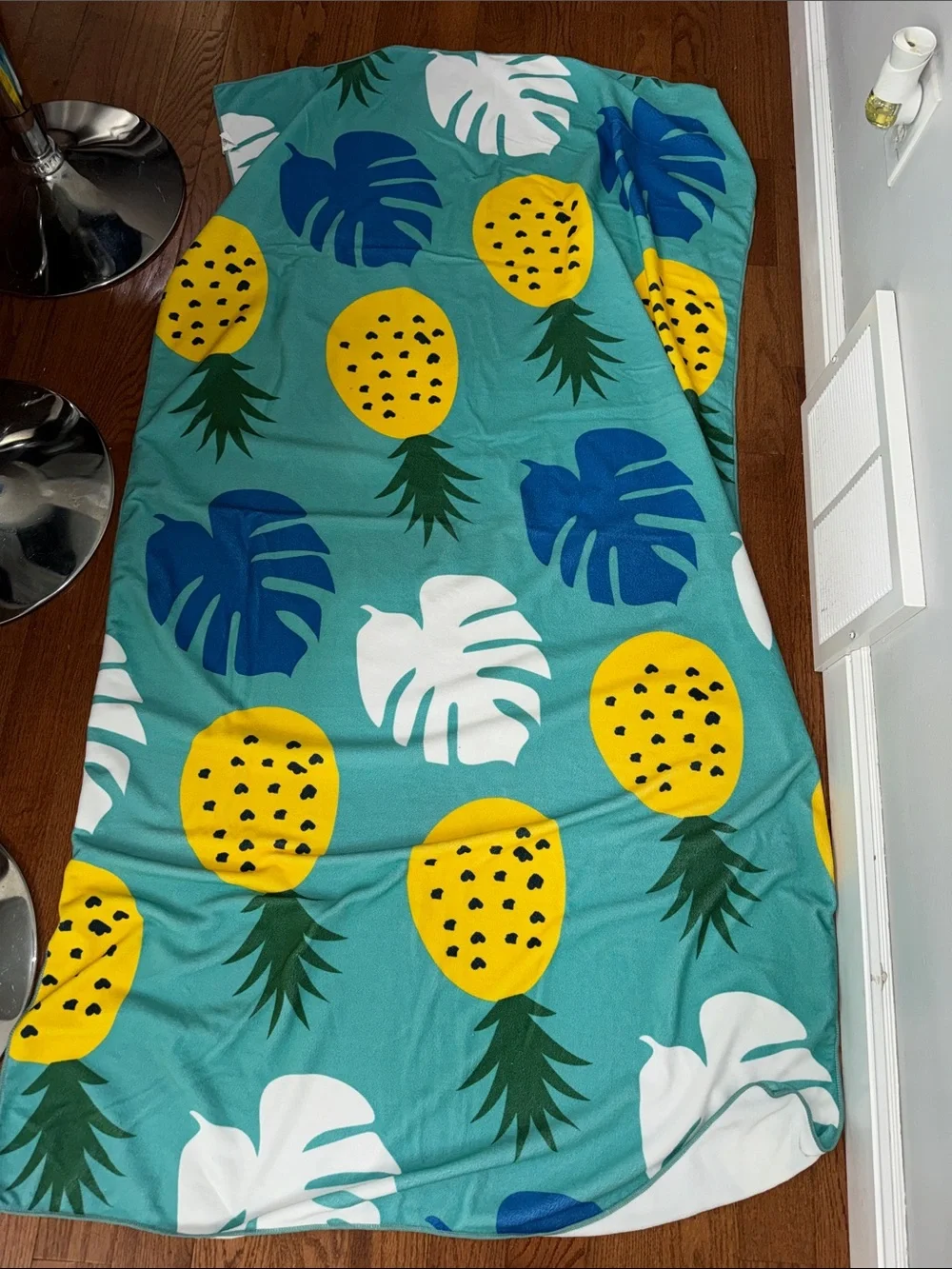summer & rose Tropical Pineapple Beach Towel - Teal, Yellow, Blue & White